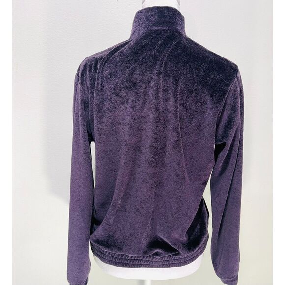Oleg Cassini for Sare Moda velour sweater VTG purple full zip women's  M - Picture 2 of 5